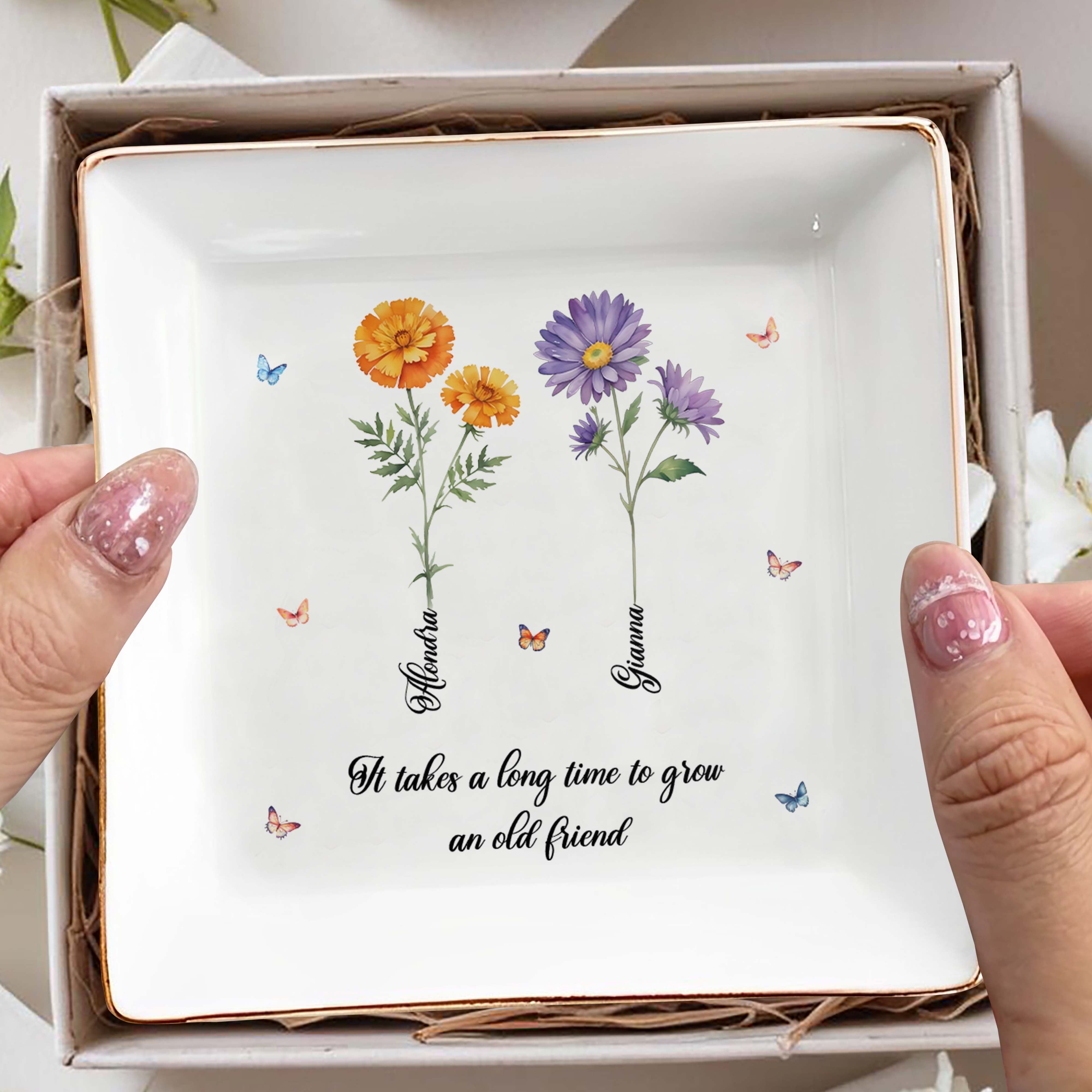 If Friends Were Flowers I'd Pick You - Personalized Custom Jewelry Dish - FM037_SCRD