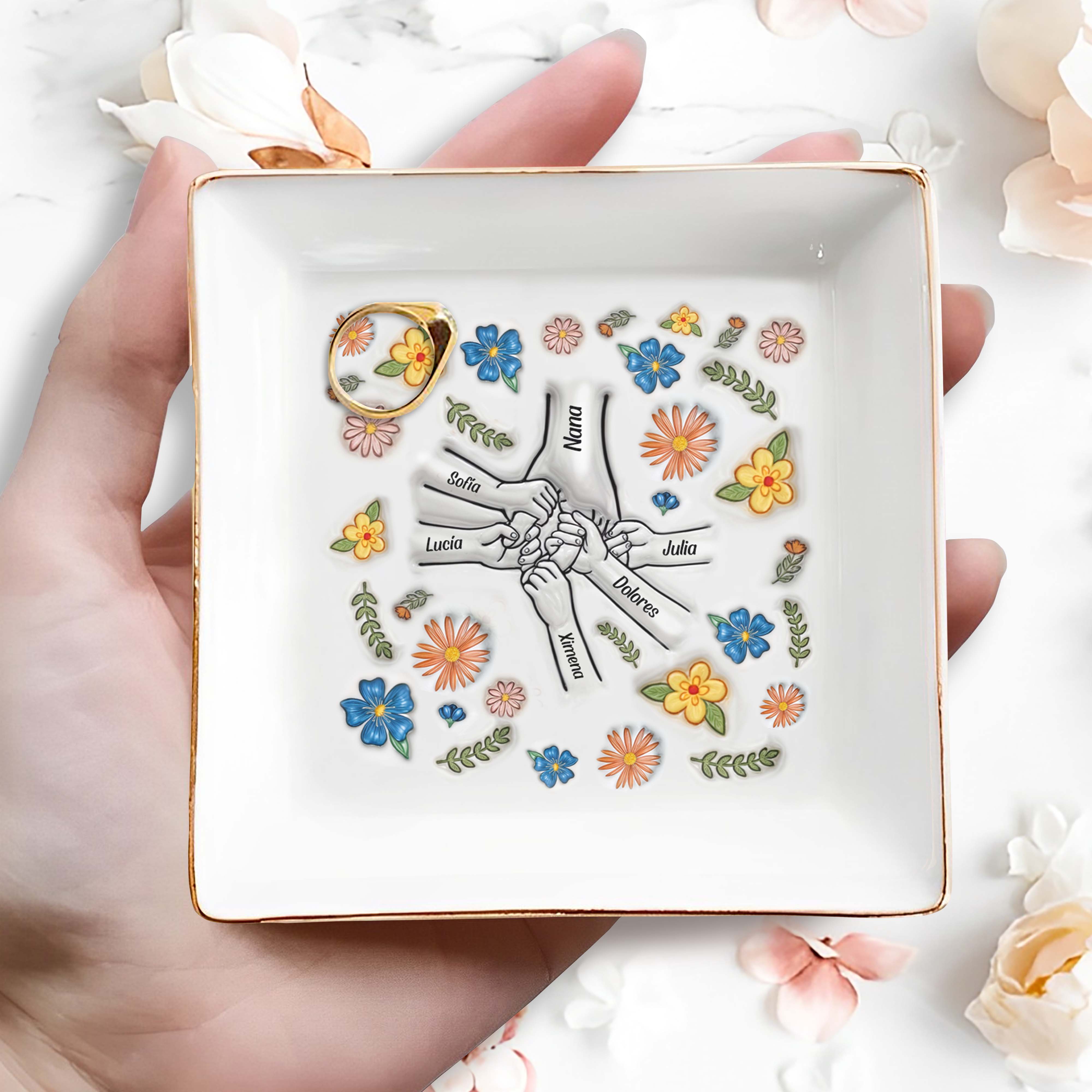 Holding Hand 3D Inflated - Personalized Custom Jewelry Dish -  FM076_SCRD