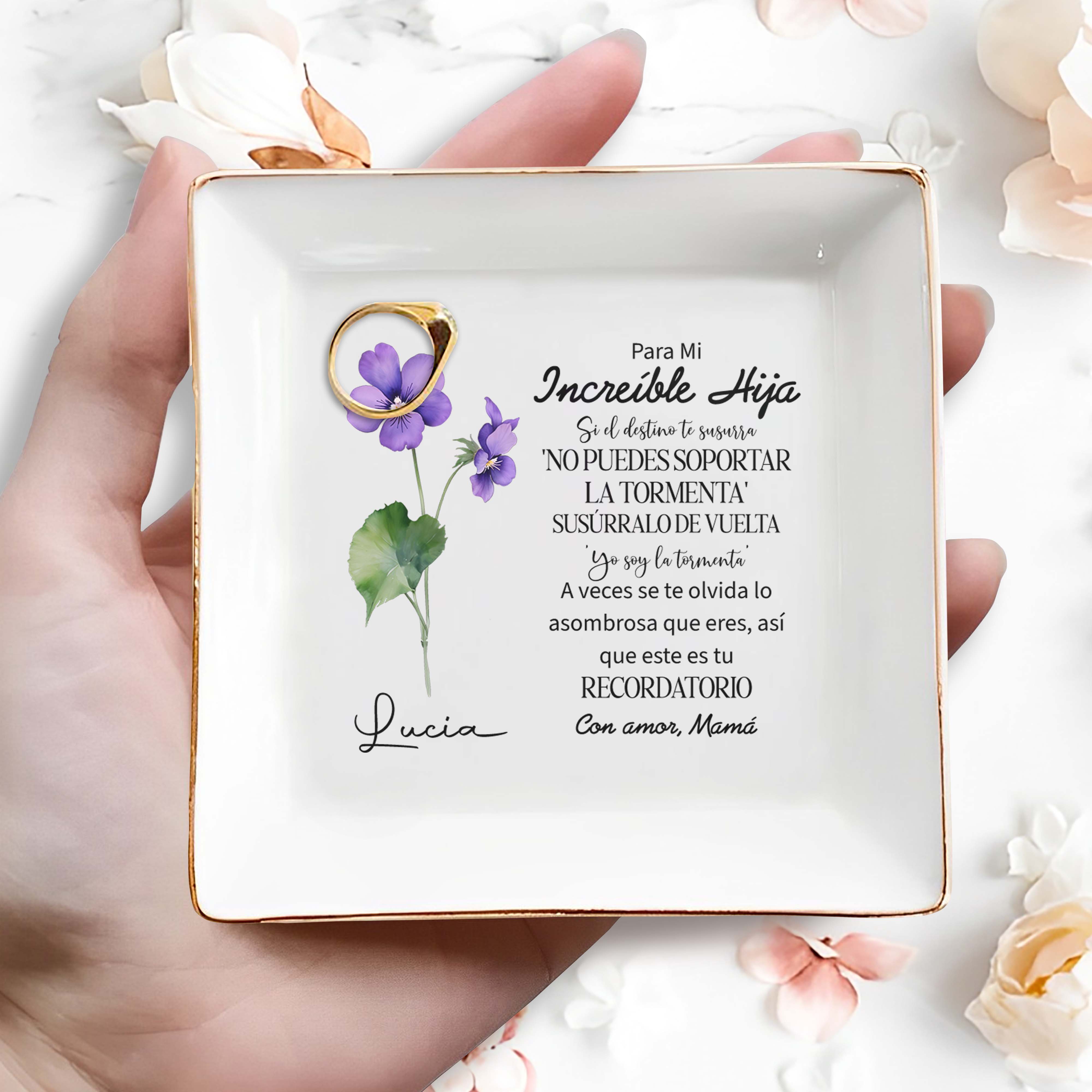 Para Mi Increíble Hija - Personalized Custom Jewelry Dish - FM080_SCRD