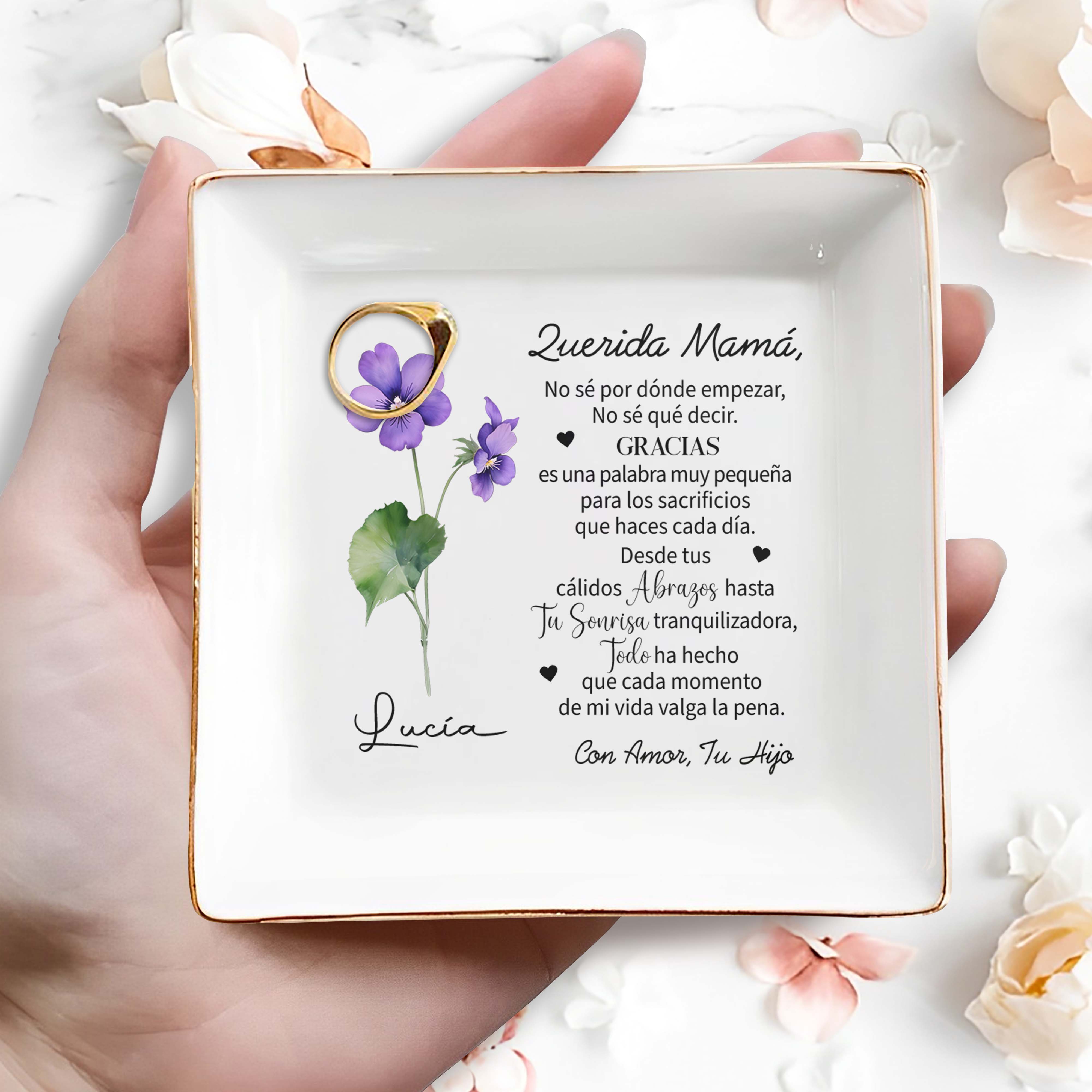 Querida Mamá - Personalized Custom Jewelry Dish - FM082_SCRD