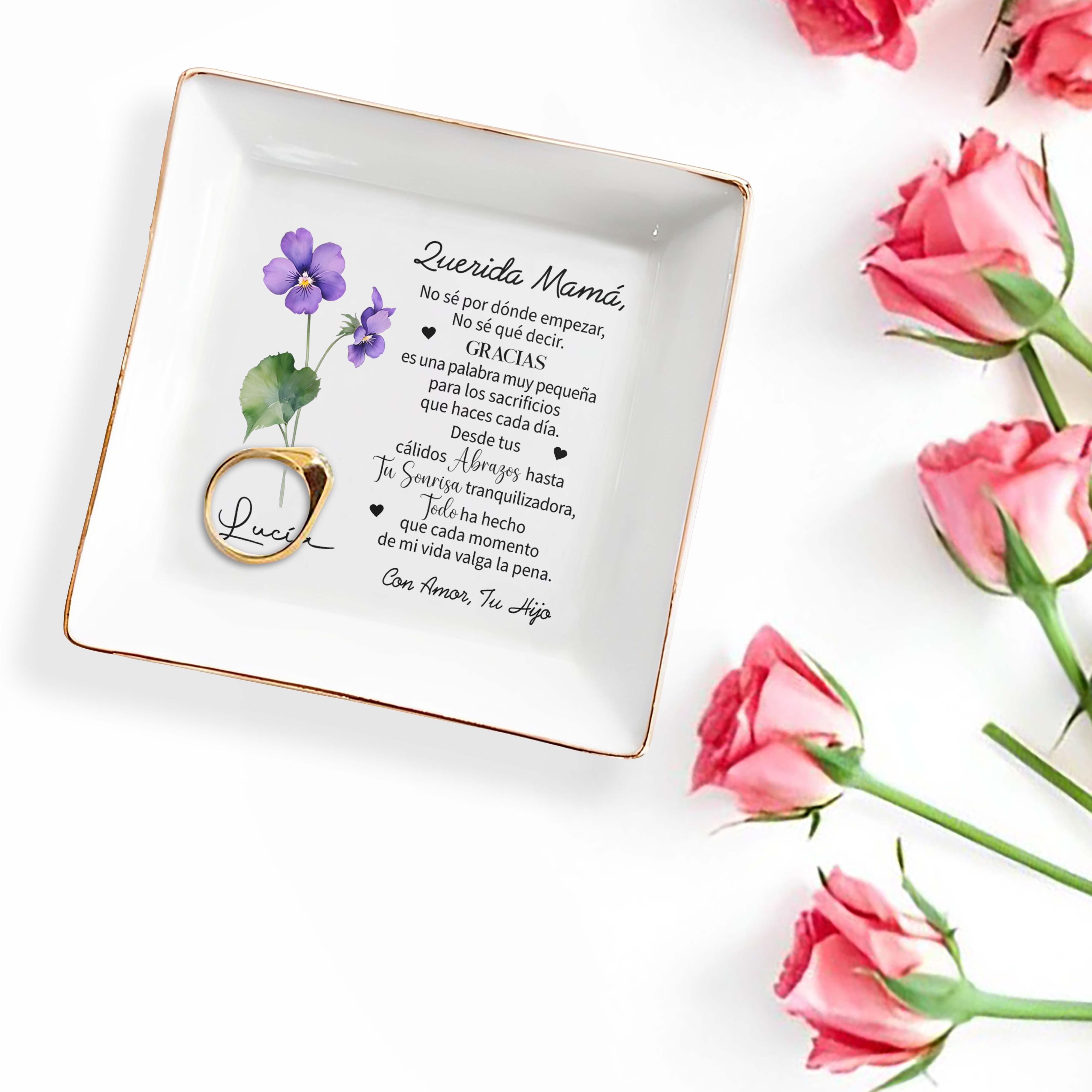 Querida Mamá - Personalized Custom Jewelry Dish - FM082_SCRD