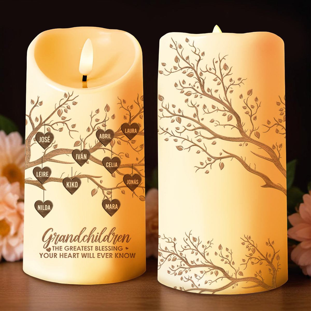 Grandchildren The Greatest Blessing Beautiful Tree Design - Personalized Custom LED Candle - FM099_LECA
