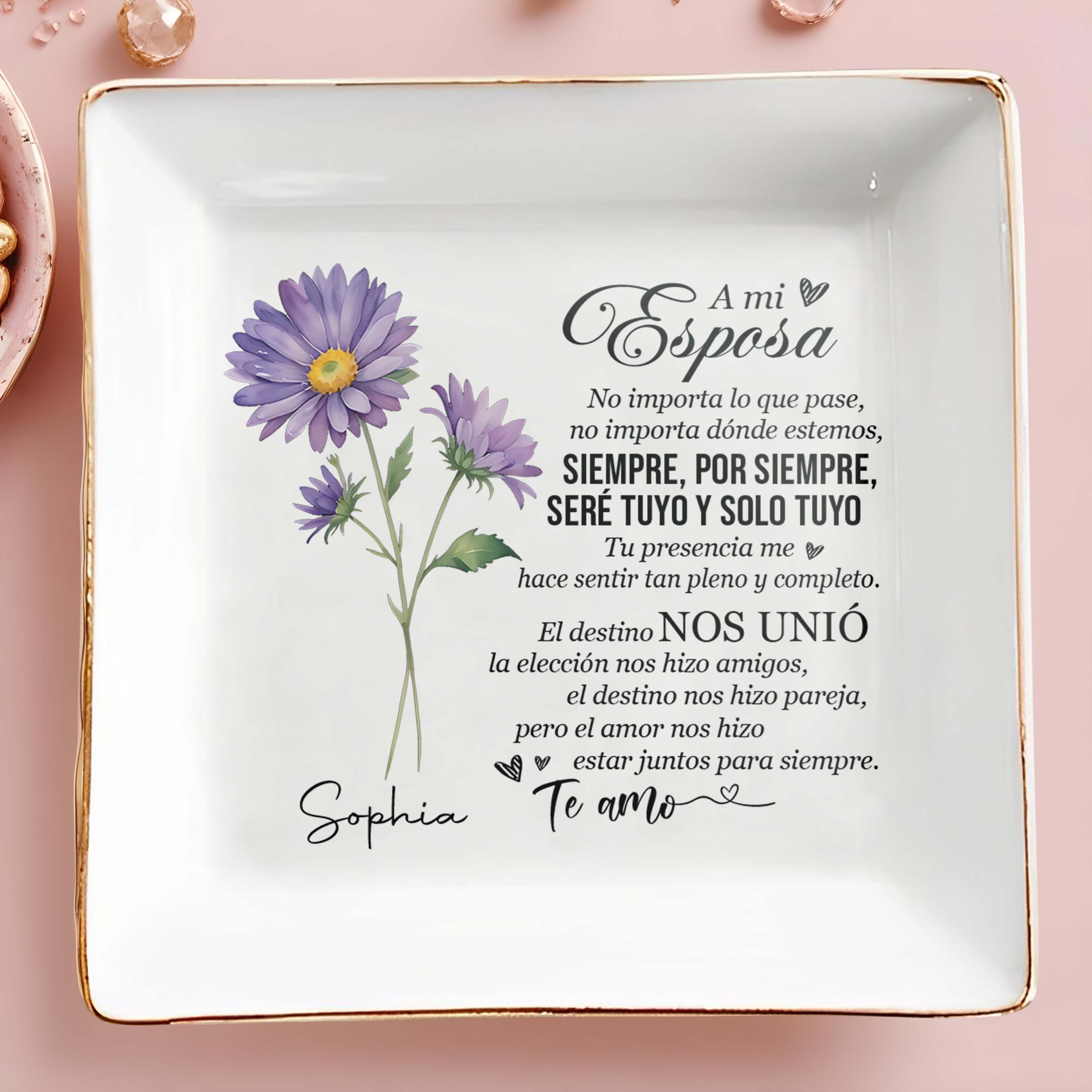 A Mi Esposa - Personalized Custom Jewelry Dish - FM102_SCRD