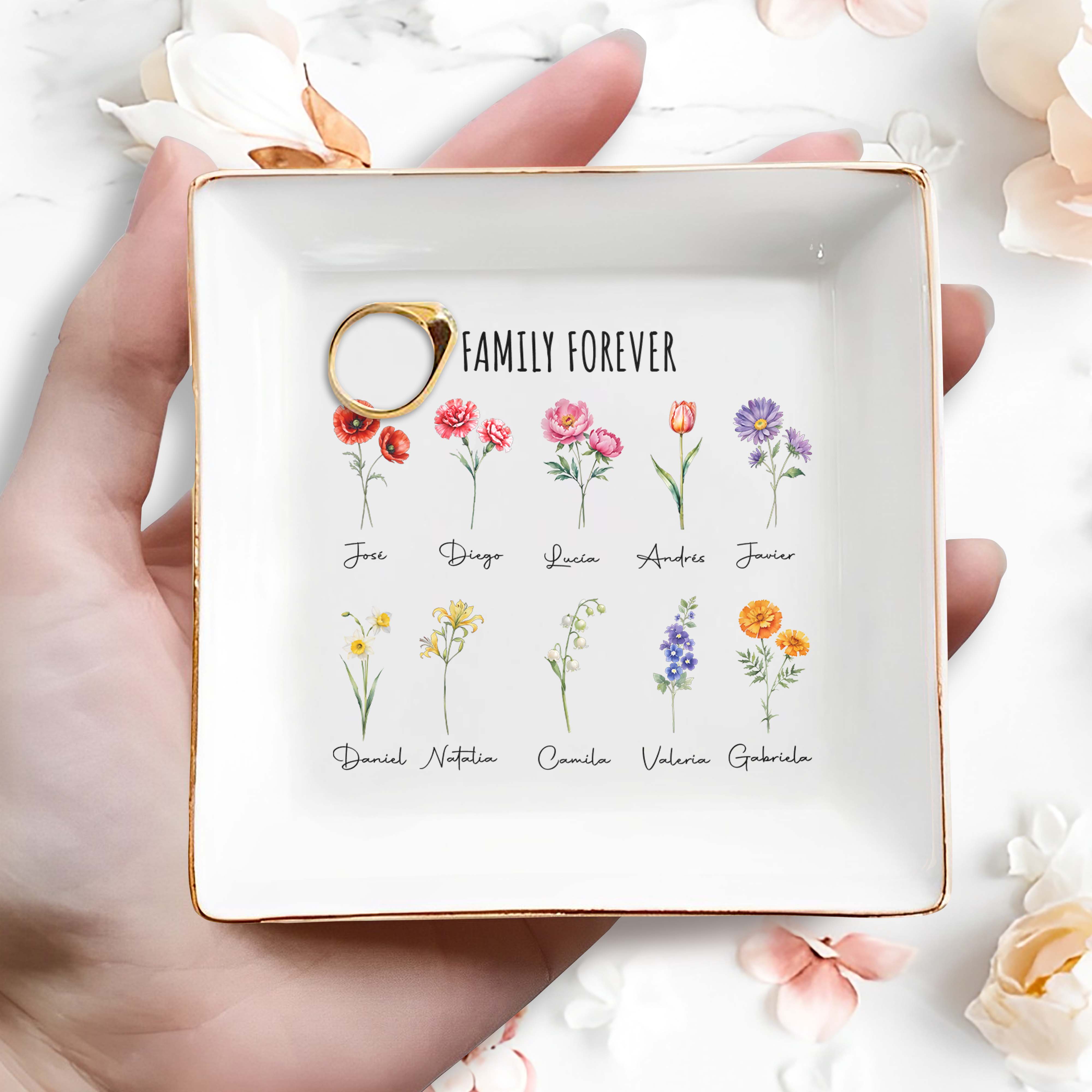 Family Forever Custom Decorative Dish - Personalized Custom Jewelry Dish - FM140_SCRD
