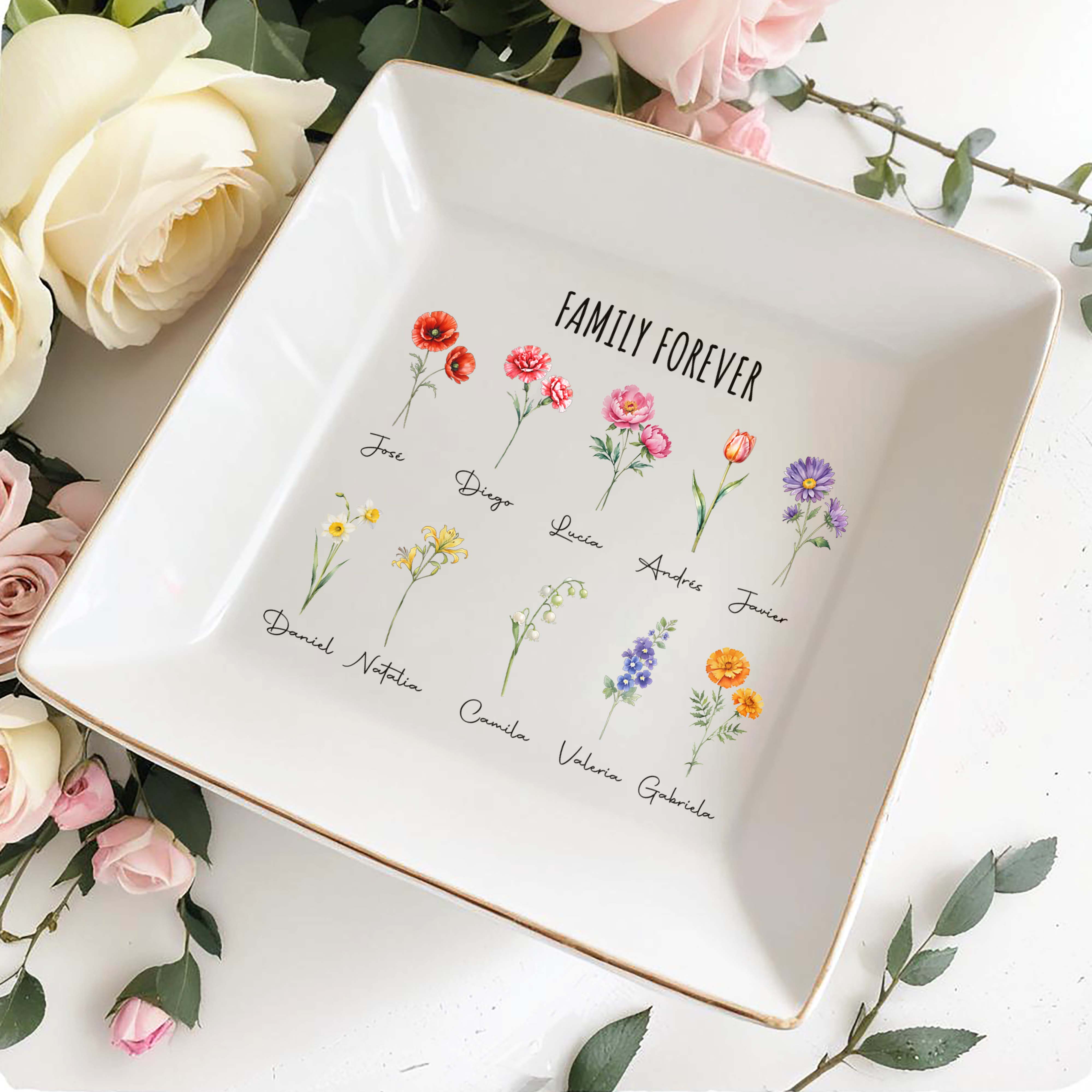 Family Forever Custom Decorative Dish - Personalized Custom Jewelry Dish - FM140_SCRD