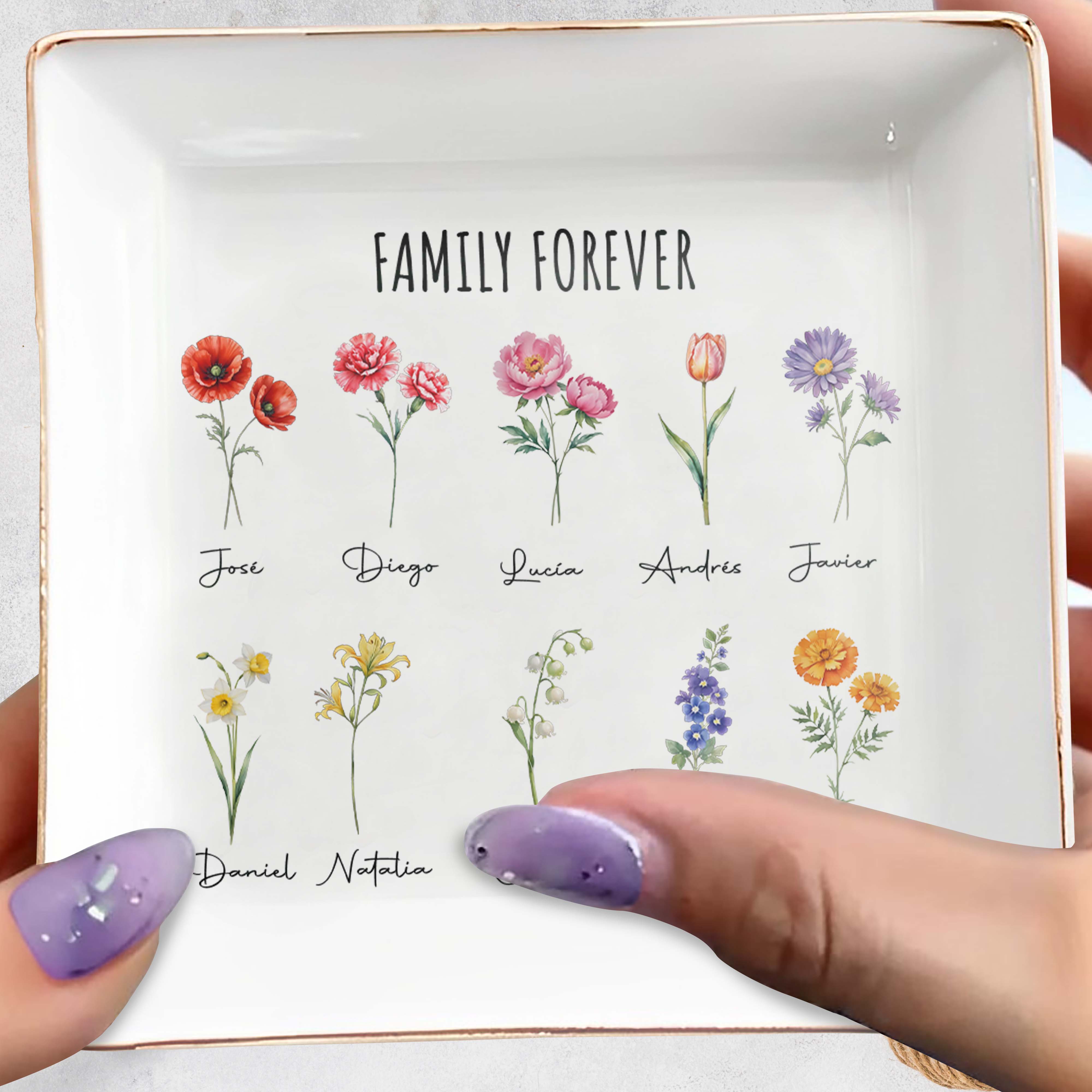 Family Forever Custom Decorative Dish - Personalized Custom Jewelry Dish - FM140_SCRD