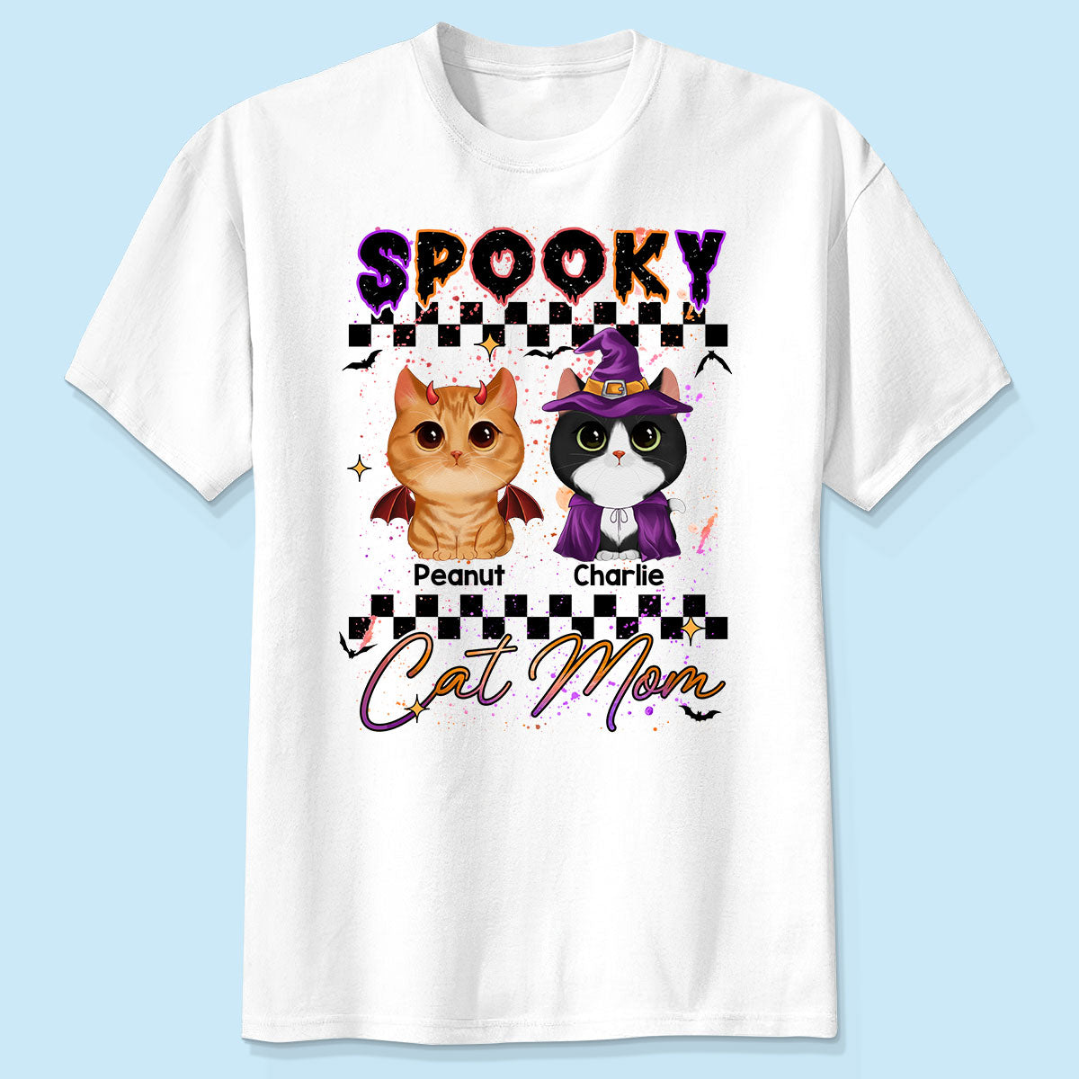Spooky Cat Mom watercolor cats personalized shirt