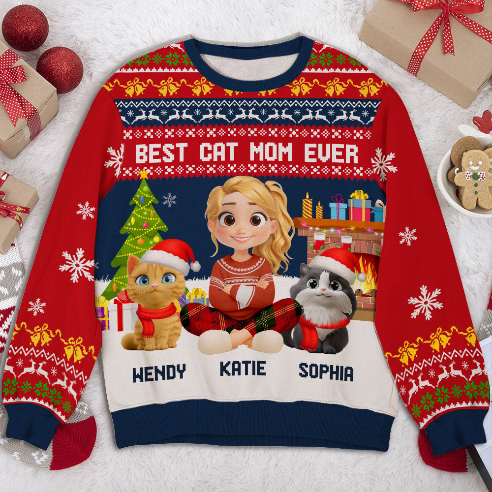 Best Cat Cartoon - Personalized All-Over-Print Sweatshirt