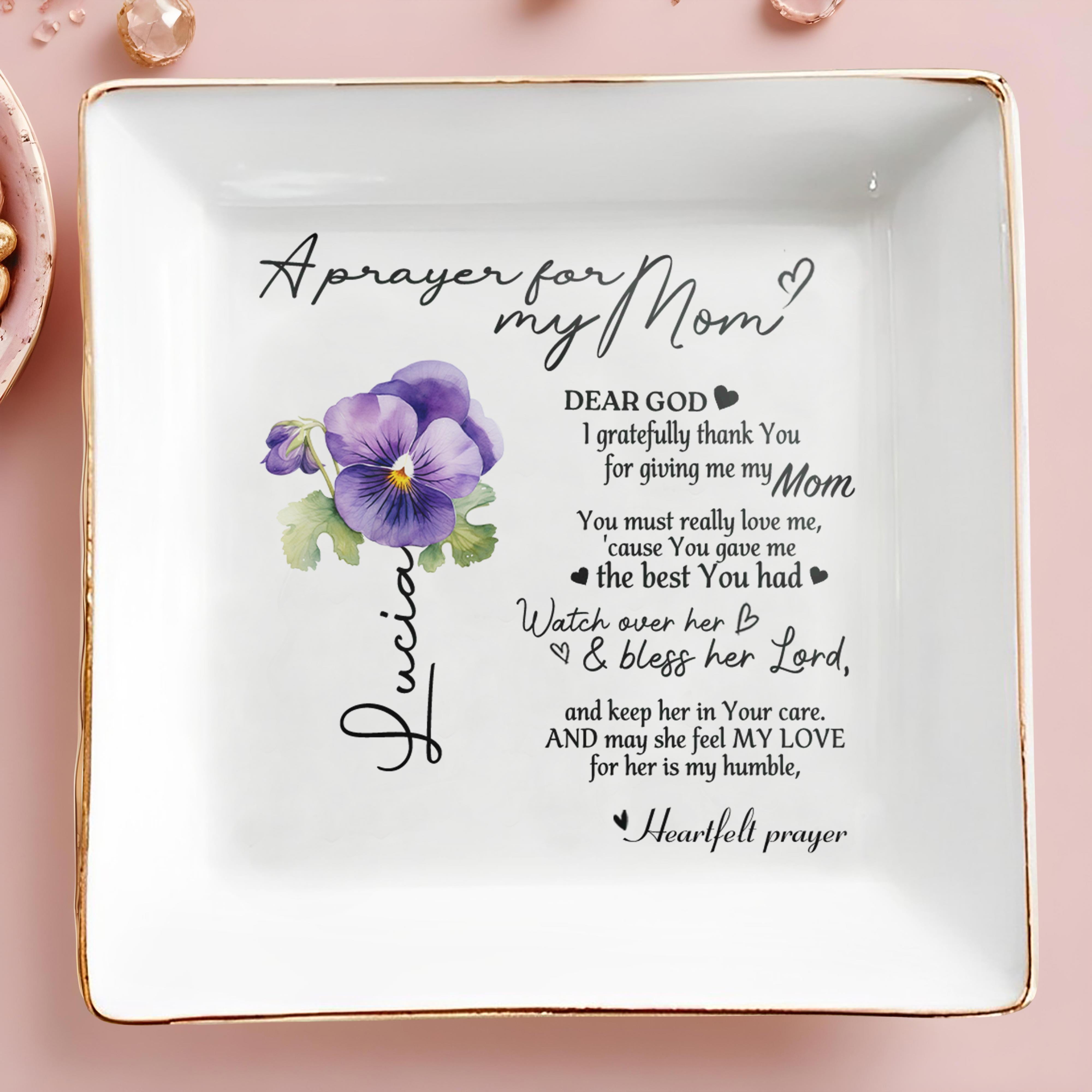 A Prayer For My Mom Heartfelt Dish - Personalized Custom Jewelry Dish - FTH002_SCRD