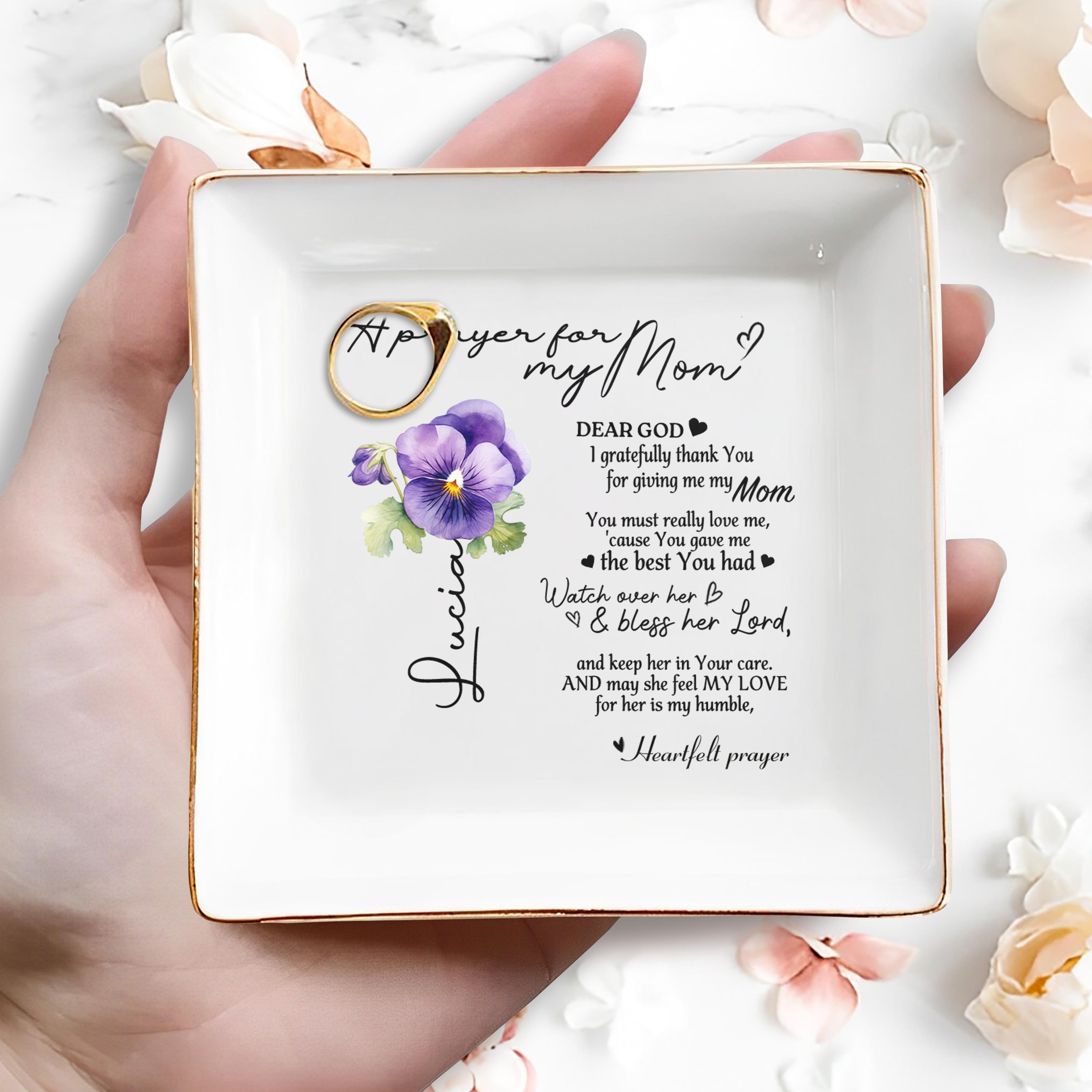 A Prayer For My Mom Heartfelt Dish - Personalized Custom Jewelry Dish - FTH002_SCRD