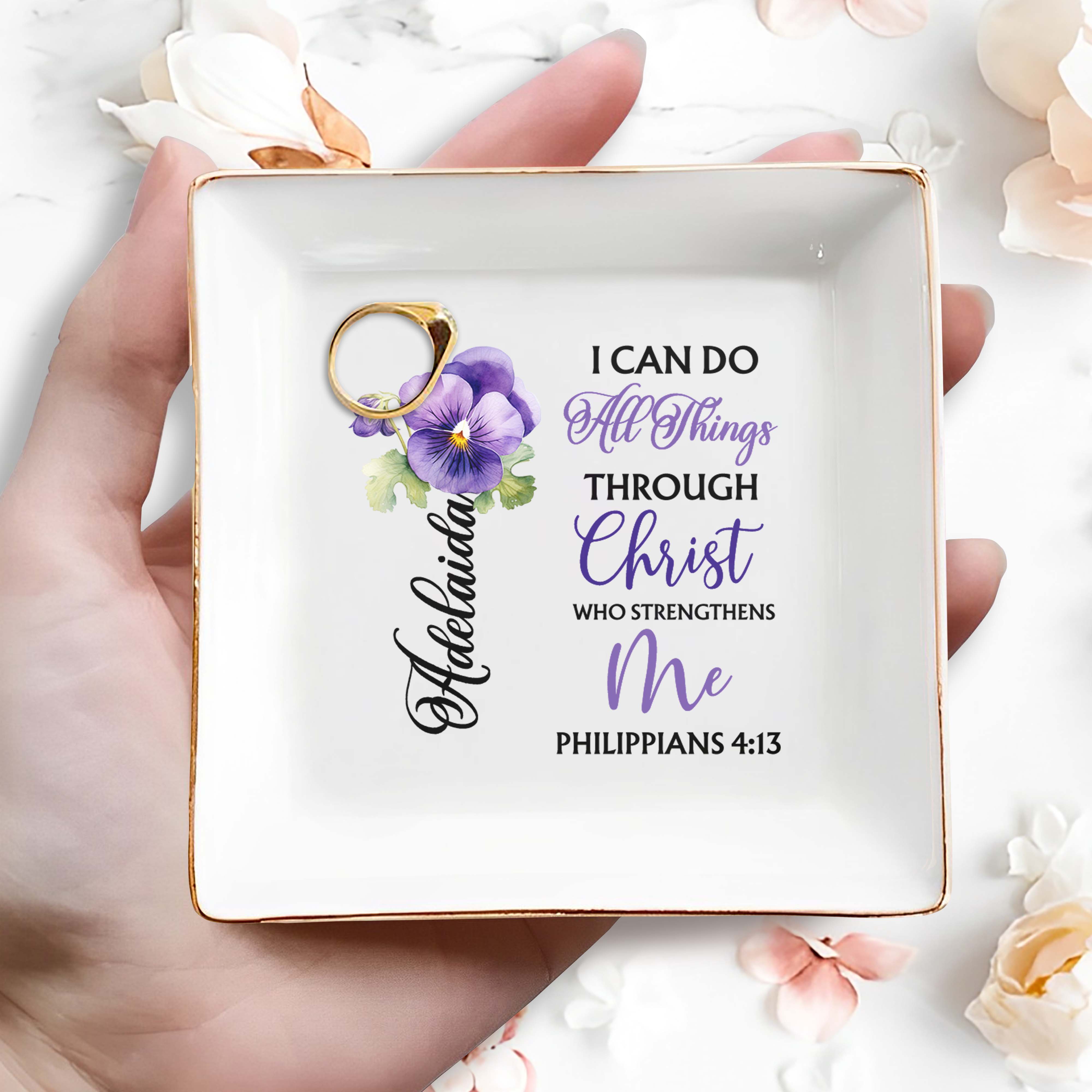 I Can Do All Things Through Christ Who Strengthens Me - Personalized Custom Jewelry Dish - FTH005_SCRD