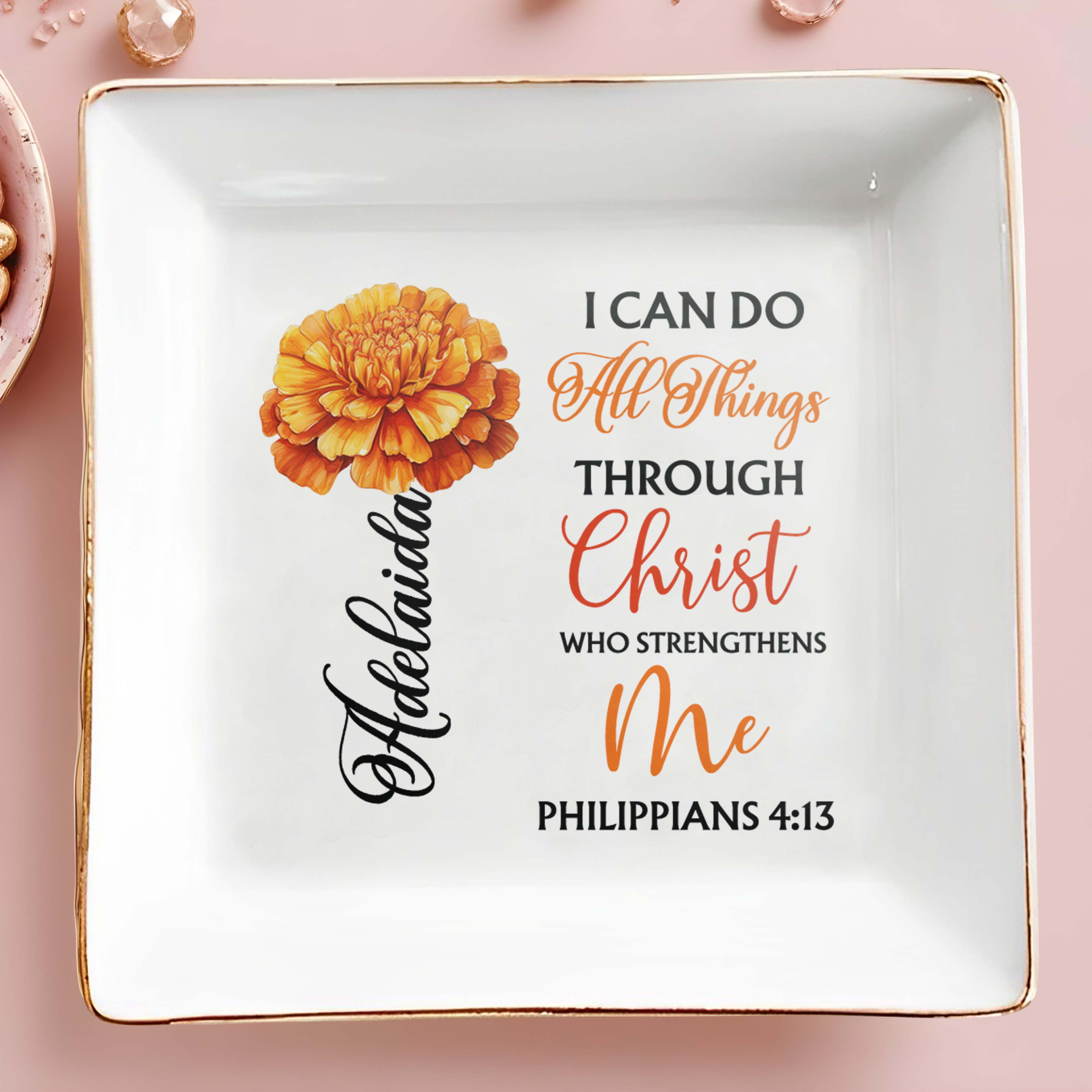 I Can Do All Things Through Christ Who Strengthens Me - Personalized Custom Jewelry Dish - FTH005_SCRD