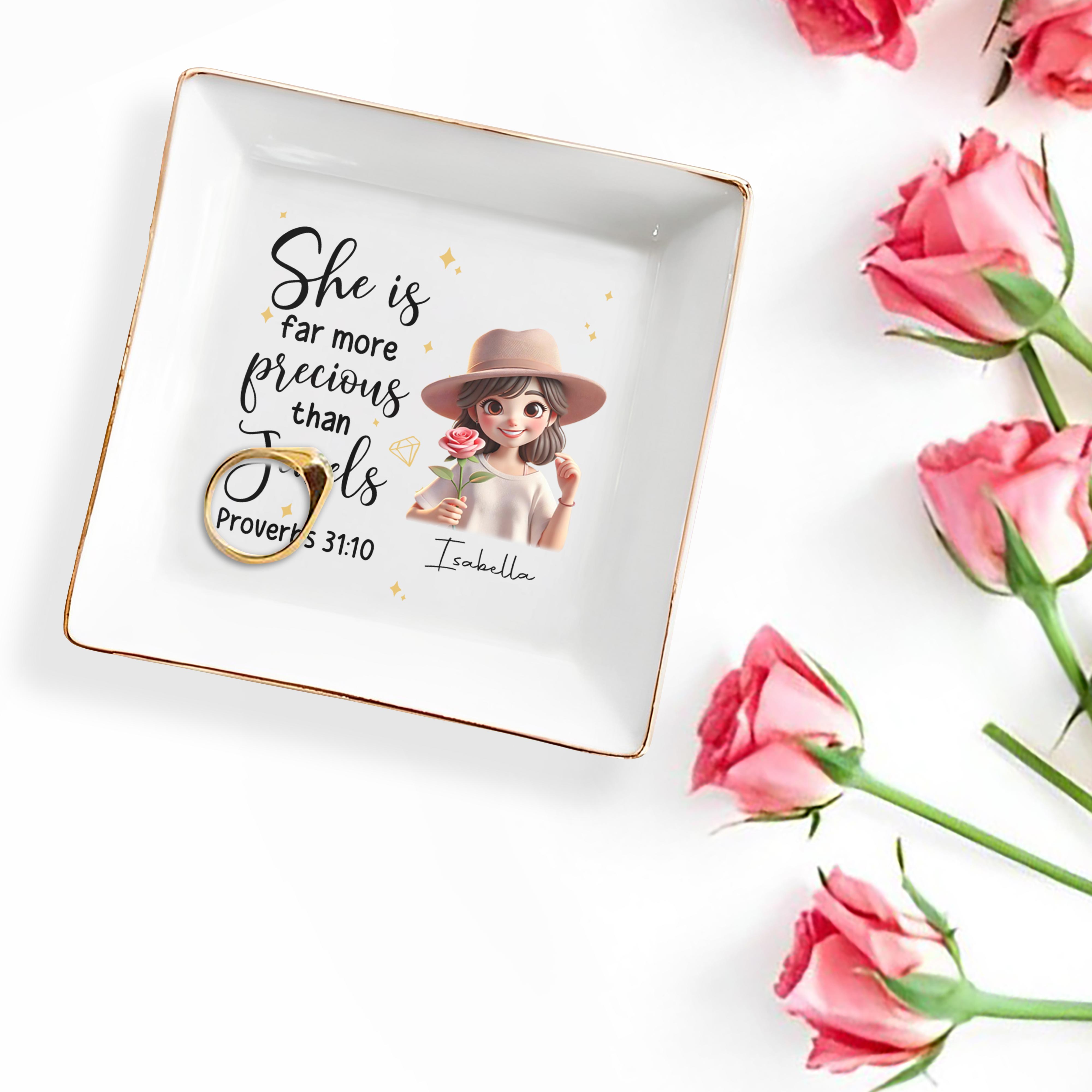 Far More Precious Than Jewels - Personalized Custom Jewelry Dish - FTH007_SCRD