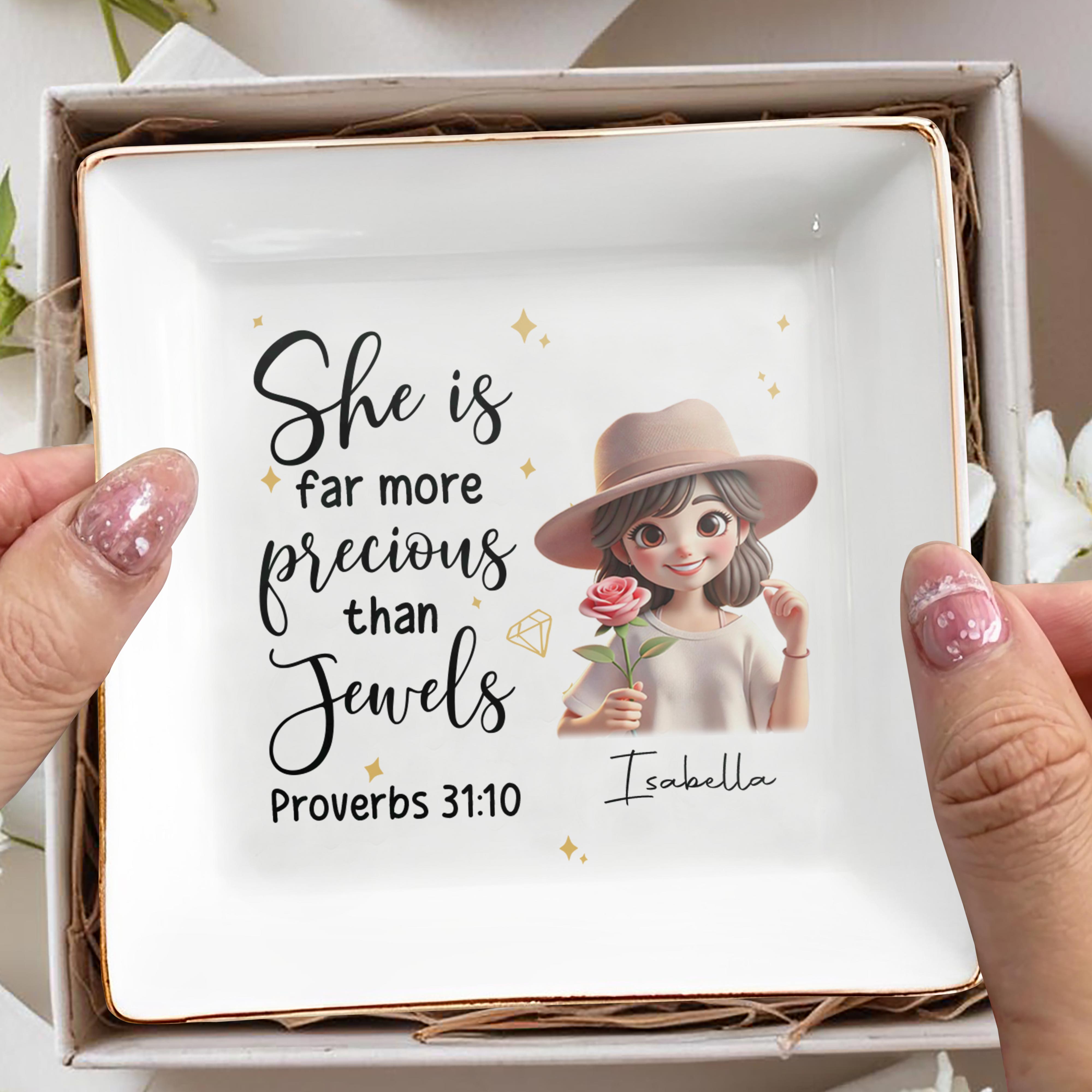 Far More Precious Than Jewels - Personalized Custom Jewelry Dish - FTH007_SCRD