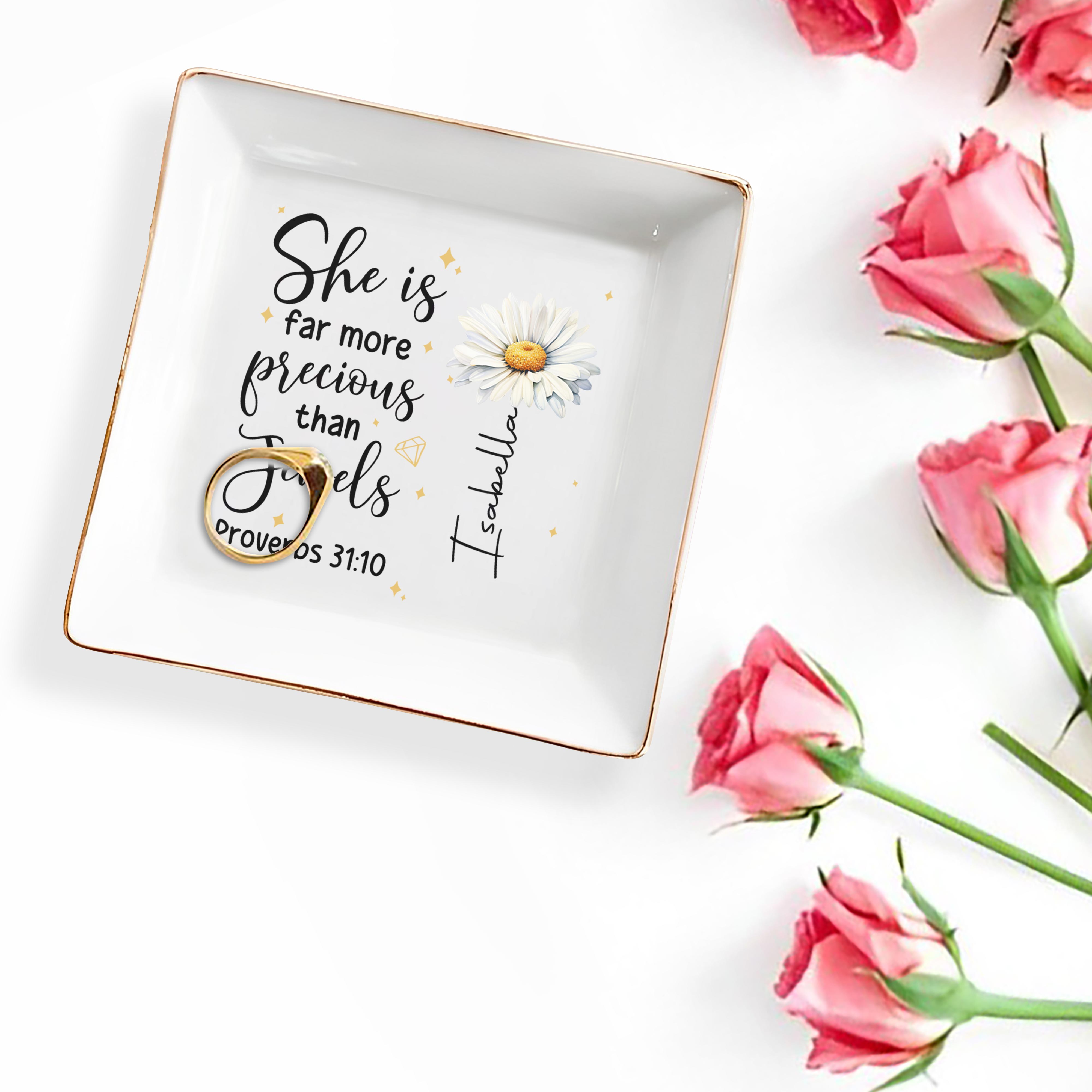 She Is Far More Precious Than Jewels - Personalized Custom Jewelry Dish - FTH008_SCRD