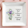 A Child of God Woman of Faith Warrior of Christ Dish - Personalized Custom Jewelry Dish - FTH013_SCRD