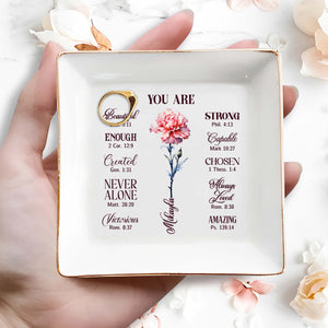 Inspirational Quotes With Beautiful Flower Design - Personalized Custom Jewelry Dish - FTH016_SCRD