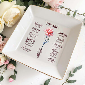 Inspirational Quotes With Beautiful Flower Design - Personalized Custom Jewelry Dish - FTH016_SCRD