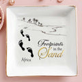 Footprints in the Sand With Beach and Palm Trees - Personalized Custom Jewelry Dish - FTH017_SCRD