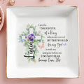 Daughter Of A King Spiritual Quote With Cross And Flowers - Personalized Custom Jewelry Dish - FTH018_SCRD