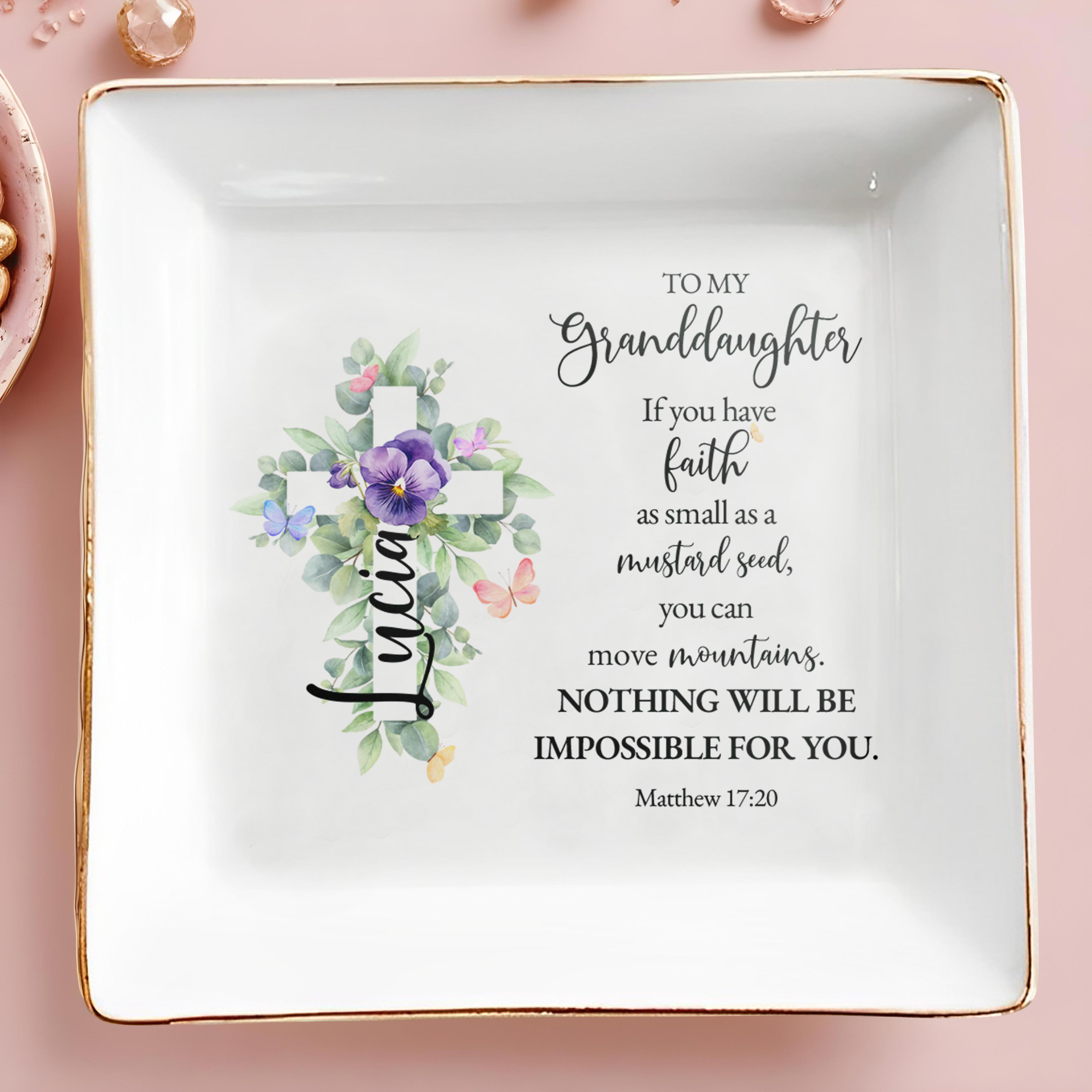 Faith Mustard Seed Move Mountains Inspirational Quote - Personalized Custom Jewelry Dish - FTH023_SCRD