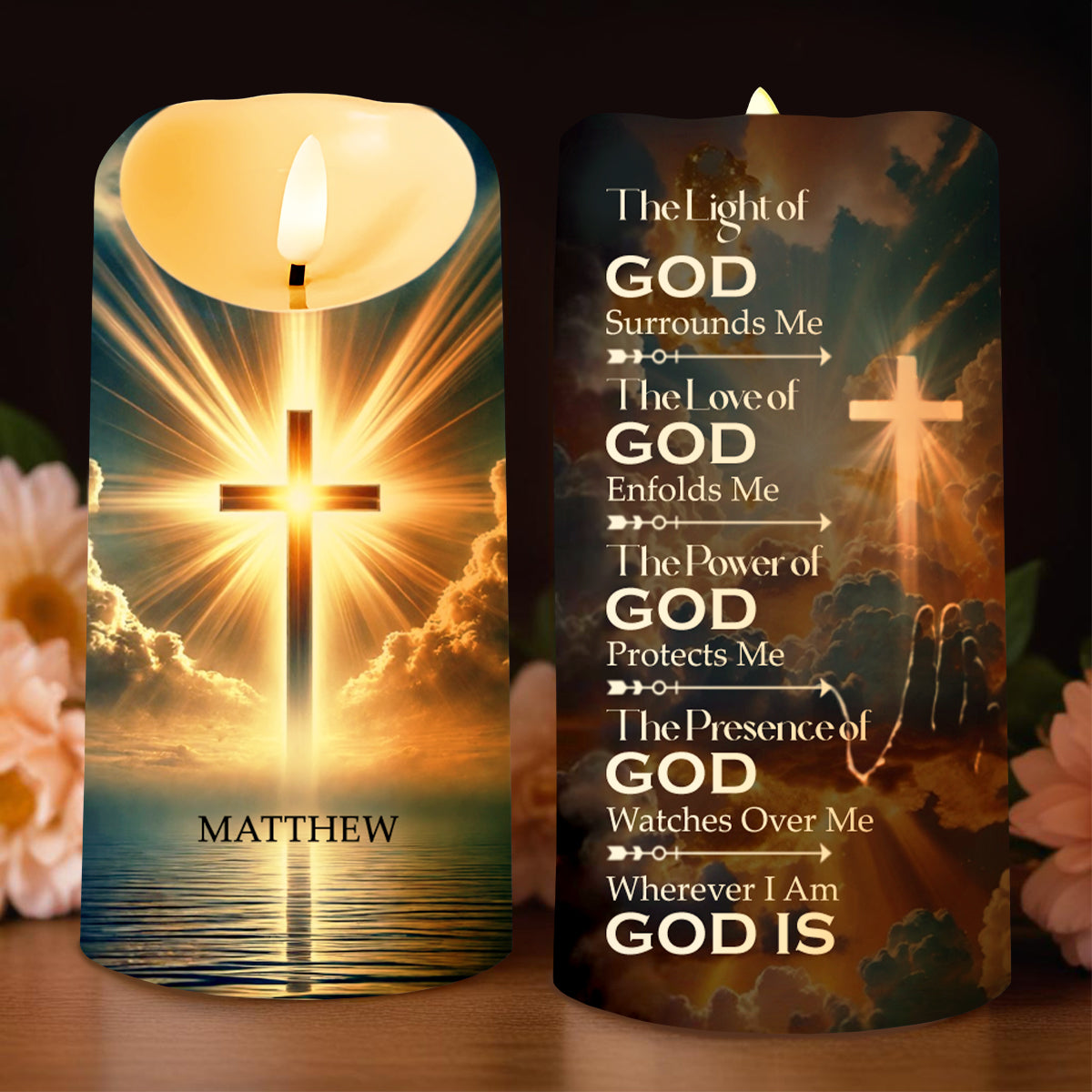 Light And Love Of God Personalized Religious Candle - Personalized Custom LED Candle - FTH030_LECA