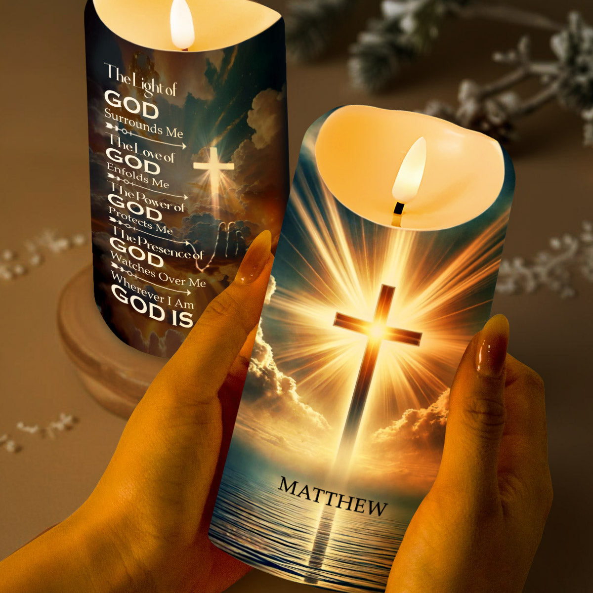 Light And Love Of God Personalized Religious Candle - Personalized Custom LED Candle - FTH030_LECA