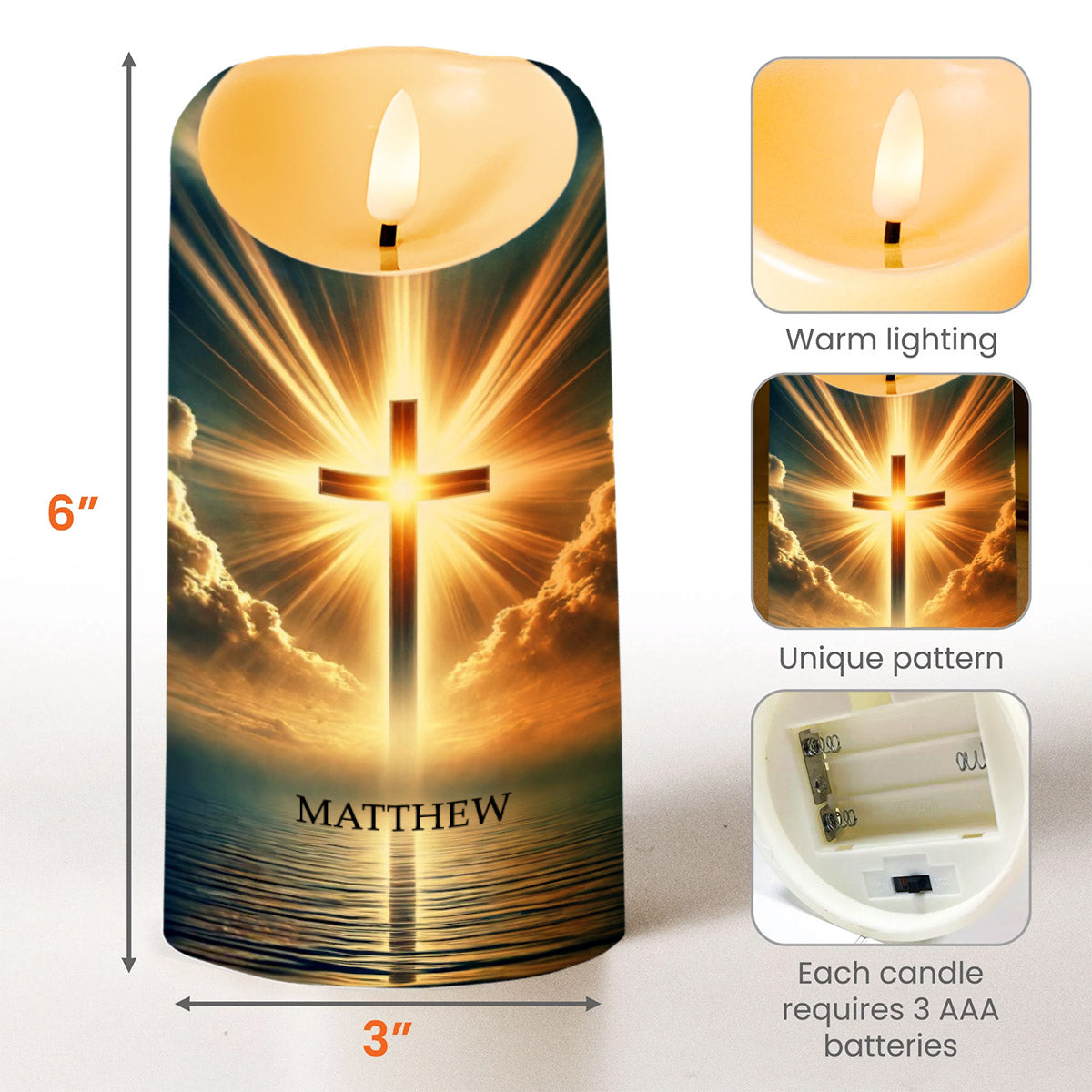 Light And Love Of God Personalized Religious Candle - Personalized Custom LED Candle - FTH030_LECA
