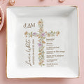 Beautiful Child Of God, Floral Cross Jewelry Dish - Personalized Custom Jewelry Dish - FTH032_SCRD