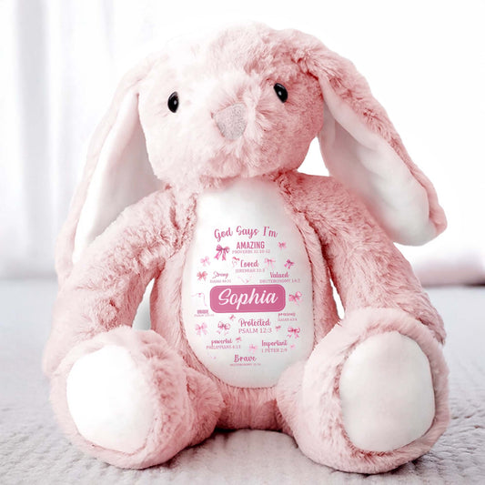 God Says I'm Amazing, Loved, Protected, Precious Bunny With Stars - Personalized Stuffed Bunny - FTH034_BUN