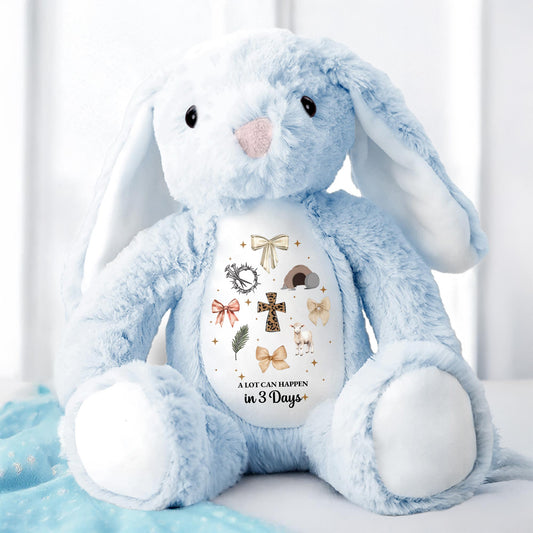 A Lot Can Happen In 3 Days, Cross and Doves - Personalized Stuffed Bunny - FTH039_BUN