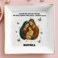 As For Me And My House We Will Serve The Lord, Holy Family and Butterflies - Personalized Custom Jewelry Dish, Square Ceramic Dish - FTH046_SCRD