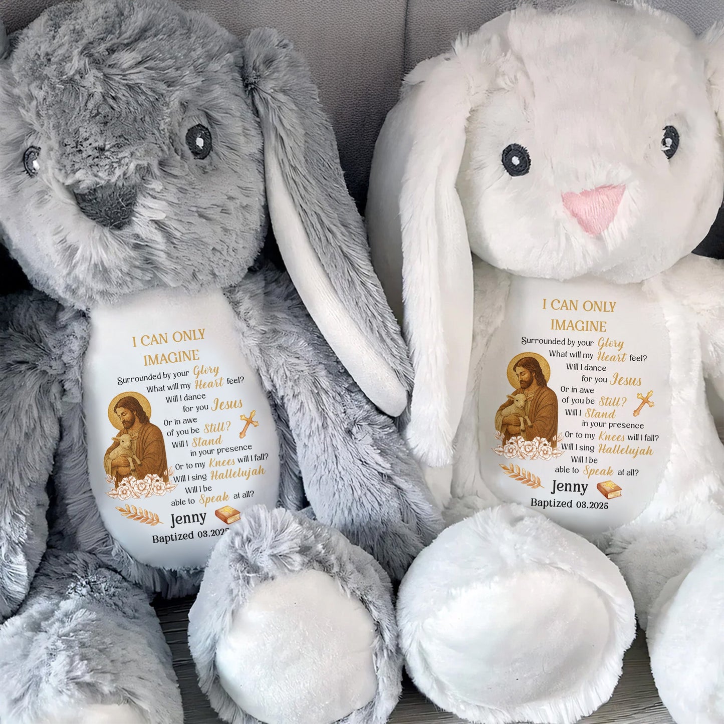 I Can Only Imagine, Jesus and Religious Symbols - Personalized Stuffed Bunny - FTH052_BUN