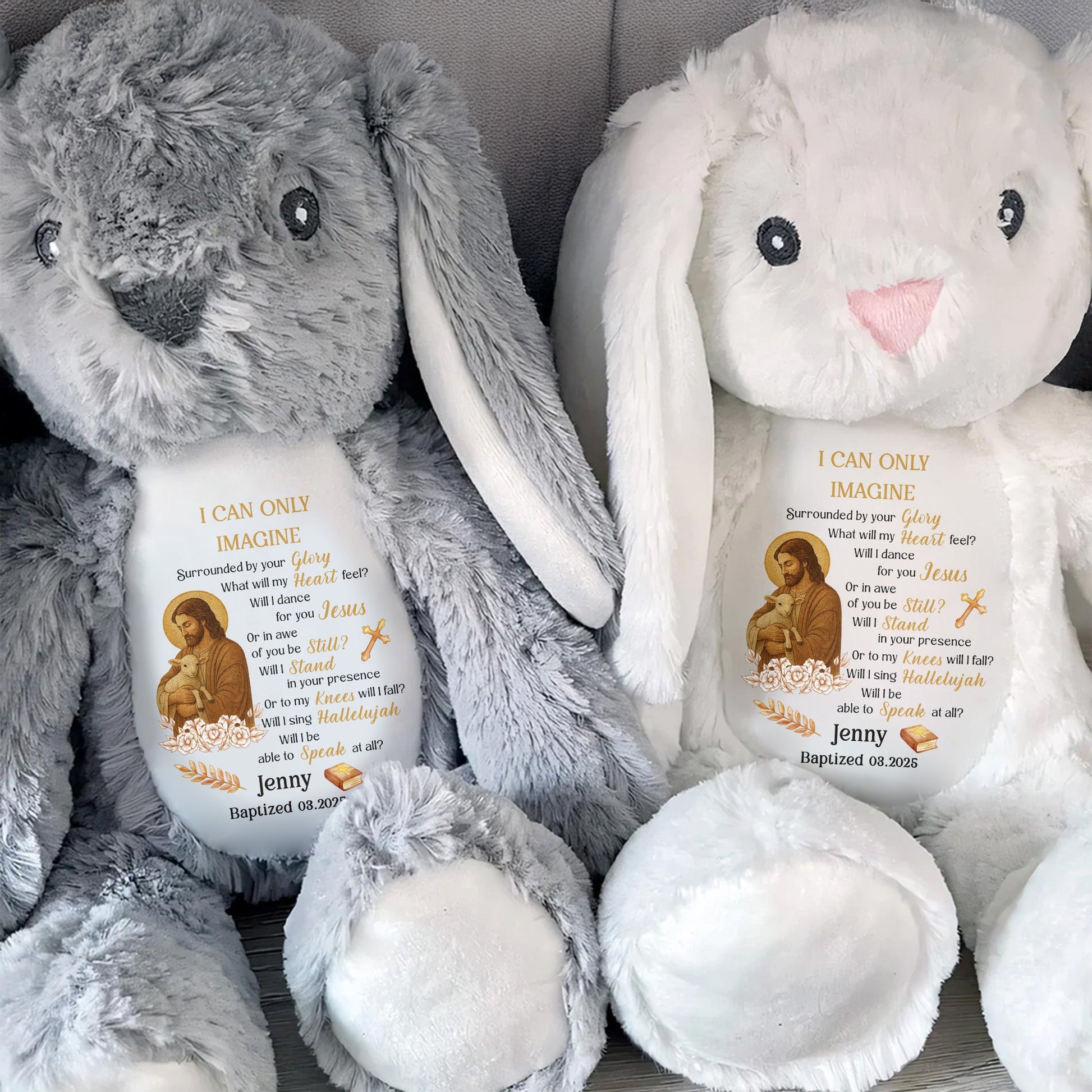 I Can Only Imagine, Jesus and Religious Symbols - Personalized Stuffed Bunny - FTH052_BUN