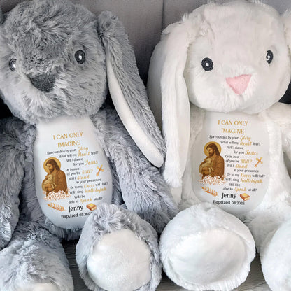I Can Only Imagine, Jesus and Religious Symbols - Personalized Stuffed Bunny - FTH052_BUN