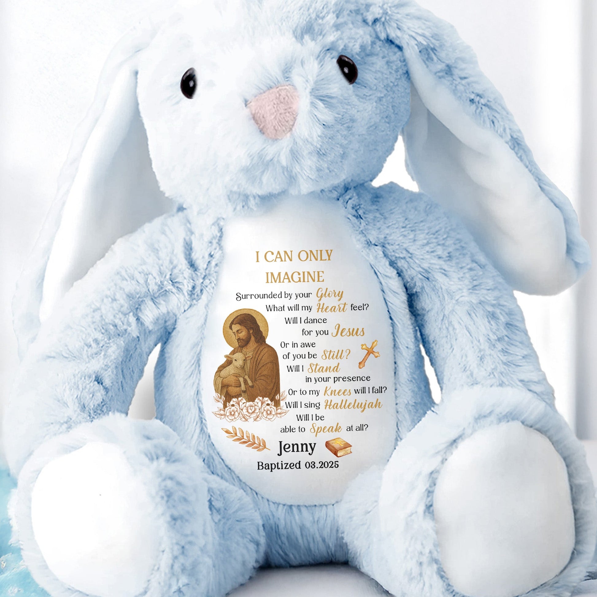I Can Only Imagine, Jesus and Religious Symbols - Personalized Stuffed Bunny - FTH052_BUN