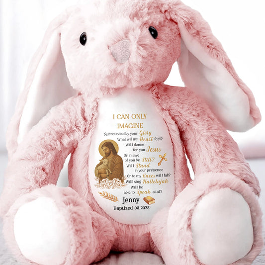 I Can Only Imagine, Jesus and Religious Symbols - Personalized Stuffed Bunny - FTH052_BUN