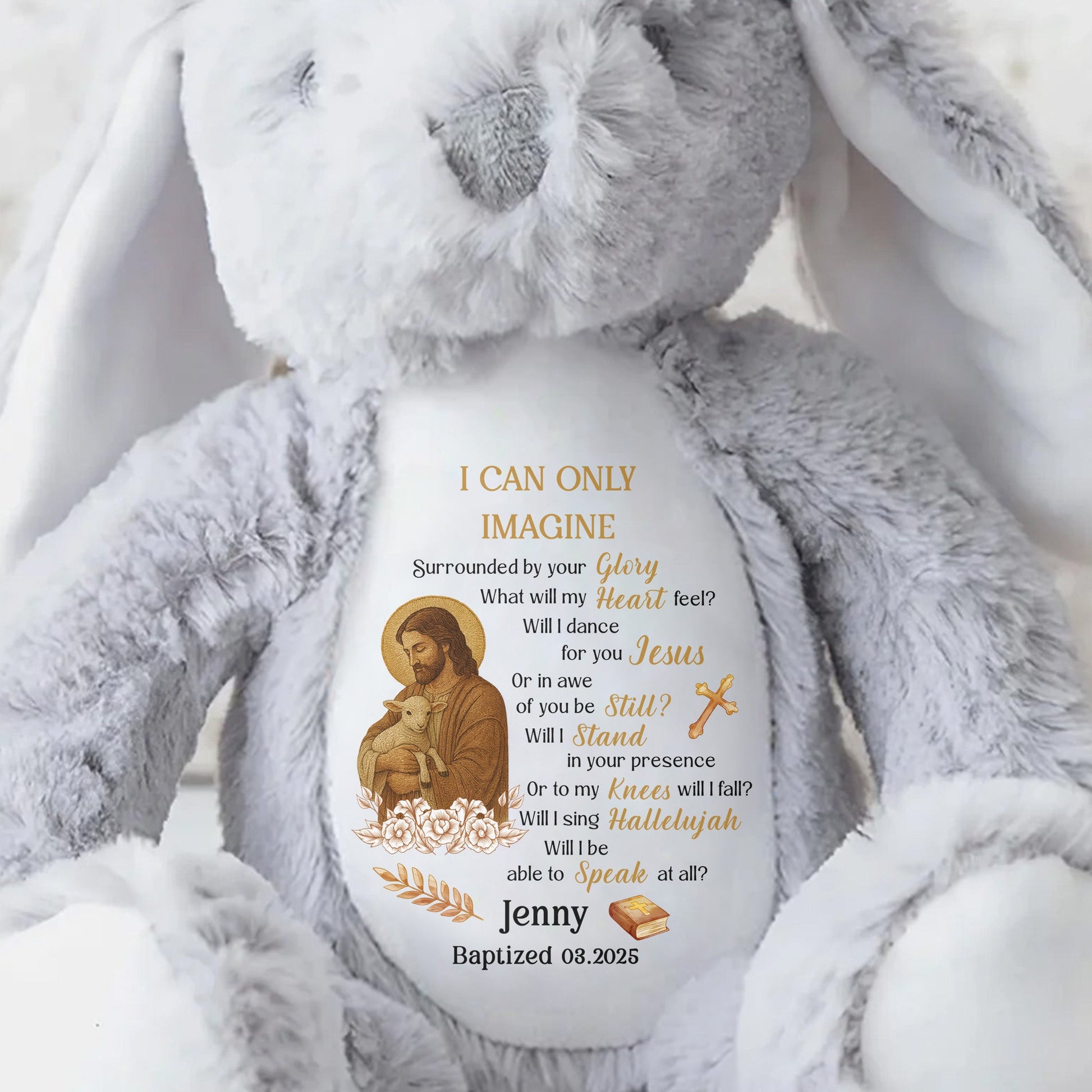 I Can Only Imagine, Jesus and Religious Symbols - Personalized Stuffed Bunny - FTH052_BUN