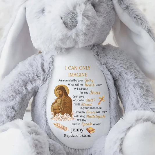 I Can Only Imagine, Jesus and Religious Symbols - Personalized Stuffed Bunny - FTH052_BUN