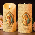 Celebrate Your Faith, Religious Iconography and Floral Patterns - Personalized Custom LED Candle - FTH054_LECA