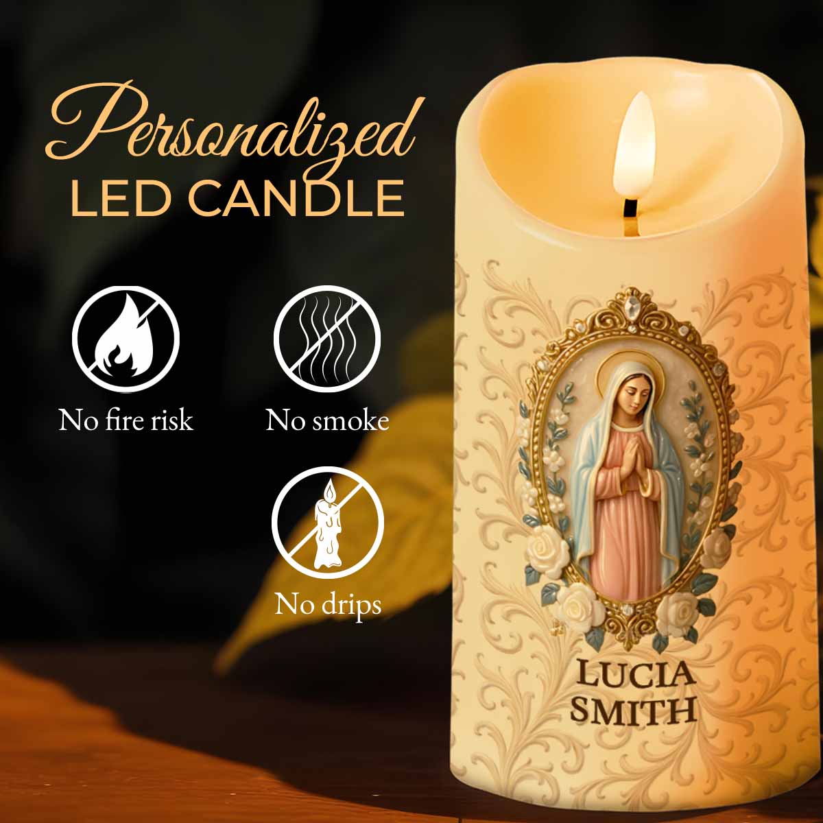 Illuminate Your Space With Elegance And Devotion, Religious Iconography - Personalized Custom LED Candle - FTH055_LECA