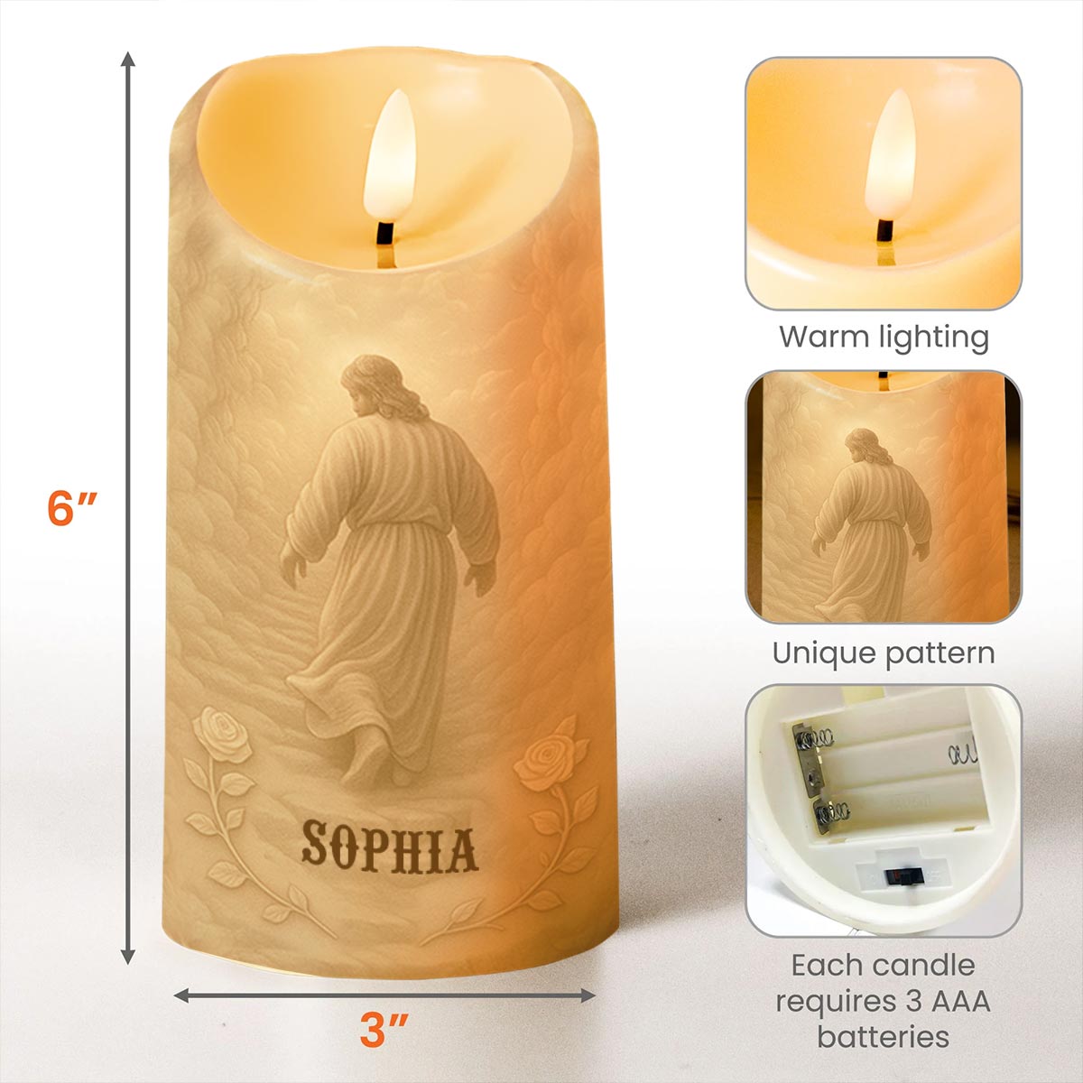 In Infinite Wisdom The Lord, Cross and Religious Figure - Personalized Custom LED Candle - FTH056_LECA