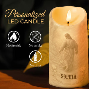 In Infinite Wisdom The Lord, Cross and Religious Figure - Personalized Custom LED Candle - FTH056_LECA