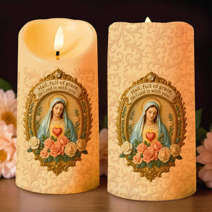 Hail Full Of Grace The Lord Is With You Virgin Mary LED Candle - Personalized Custom LED Candle - FTH088_LECA