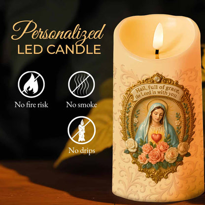 Hail Full Of Grace The Lord Is With You Virgin Mary LED Candle - Personalized Custom LED Candle - FTH088_LECA