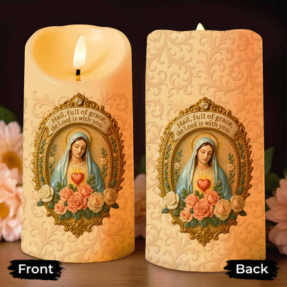 Hail Full Of Grace The Lord Is With You Virgin Mary LED Candle - Personalized Custom LED Candle - FTH088_LECA