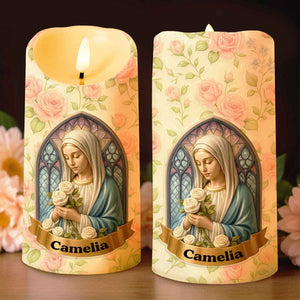 Tranquil Beauty Of Faith And Roses - Personalized Custom LED Candle - FTH089_LECA