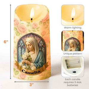 Tranquil Beauty Of Faith And Roses - Personalized Custom LED Candle - FTH089_LECA