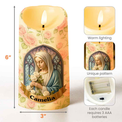 Tranquil Beauty Of Faith And Roses - Personalized Custom LED Candle - FTH089_LECA