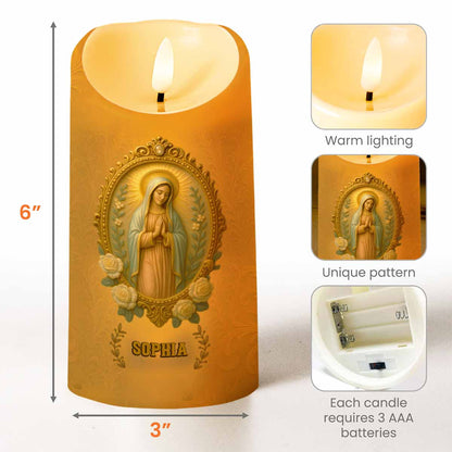 Inscribing Your Faith With Grace And Roses - Personalized Custom LED Candle - FTH090_LECA